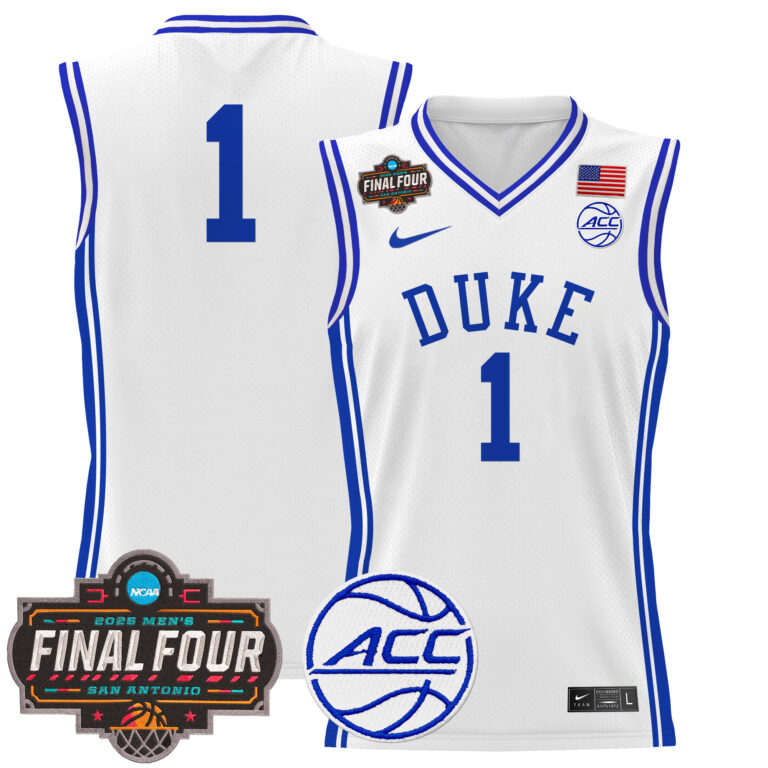 Men Duke Blue Devils #1 white 2025 Final Four Patch NCAA Jersey